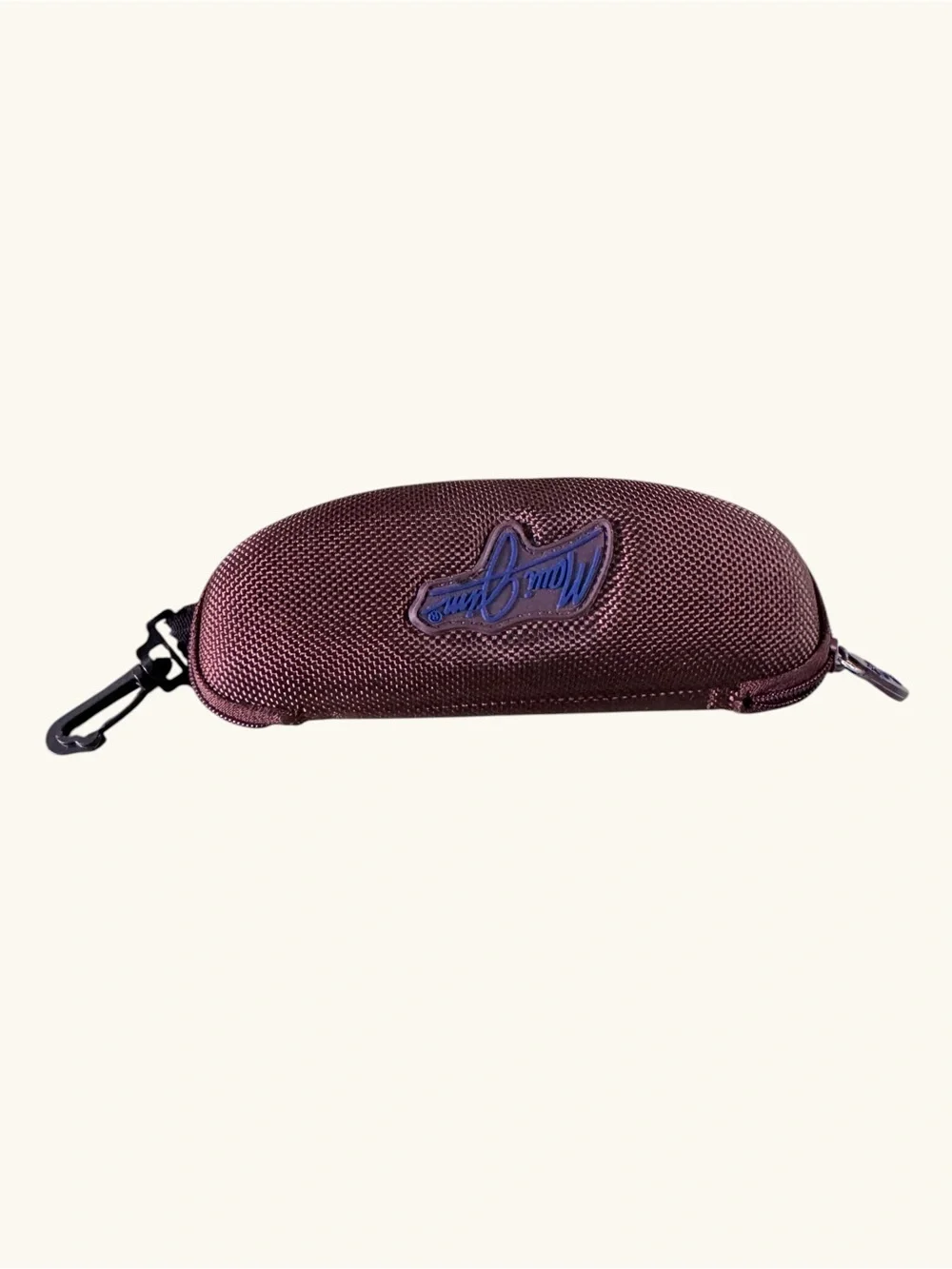 Maui Jim Hard Shell Sunglasses Case Brown Zip Travel Eyewear Case w/ Clip